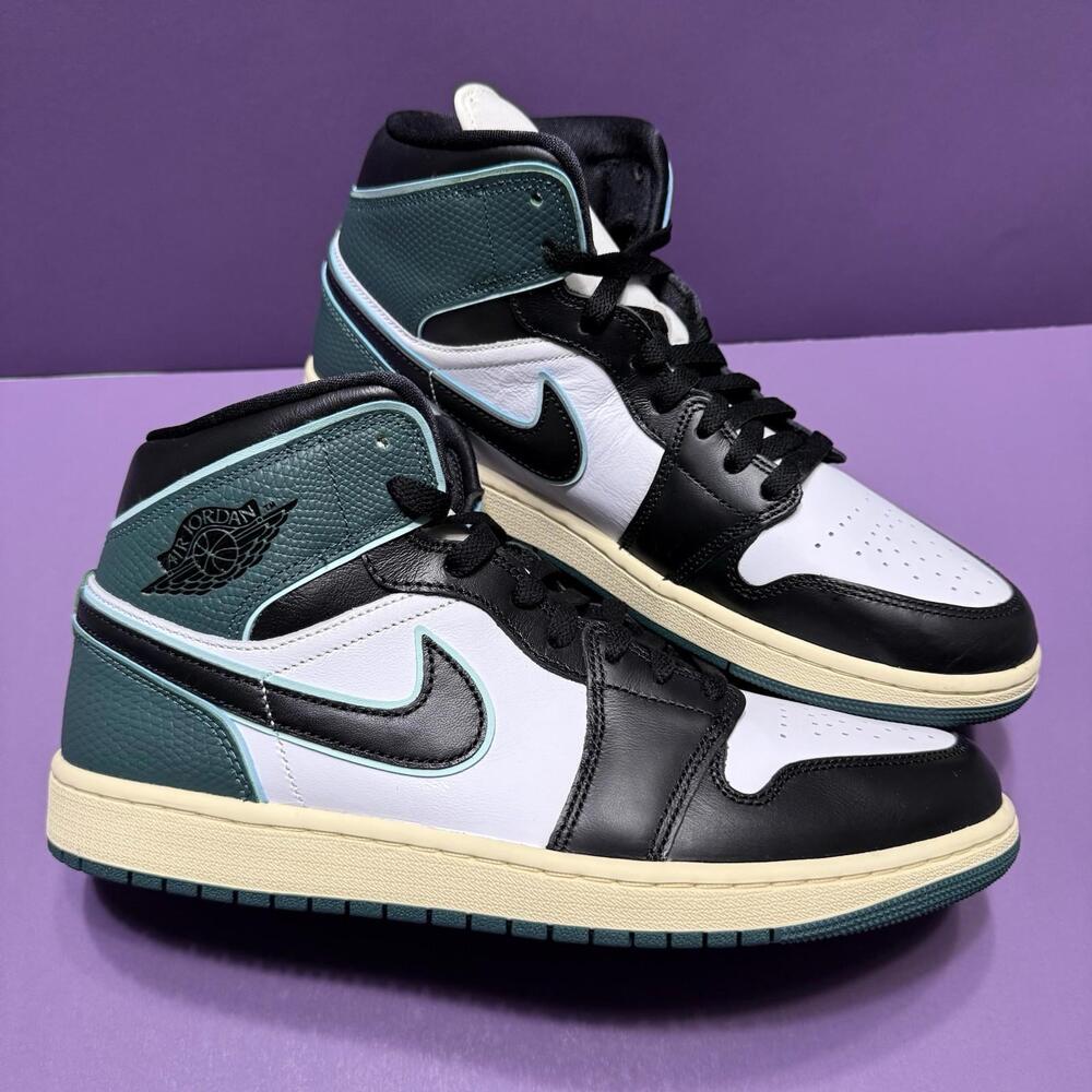 Nike Air Jordan 1 Mid SE White Black L Dew Retro FQ7818-100 12 Women / 10.5 Men